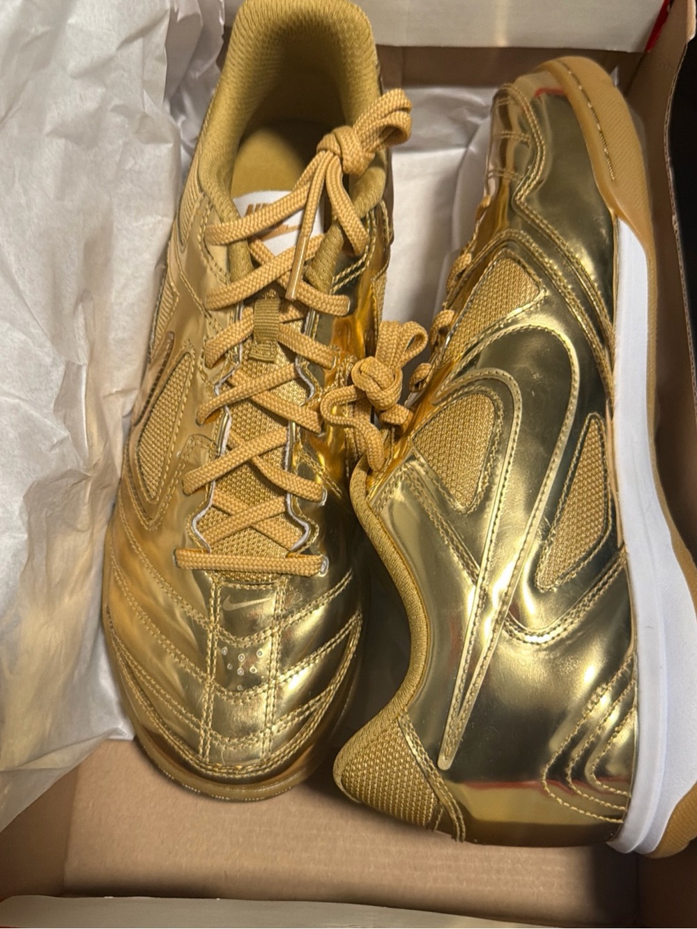 Nike Gato LV8 Metallic Gold White Gum Sneakers IB3566 700 Mens Size 9